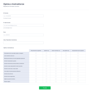 Formularz Opinii O Instruktorze