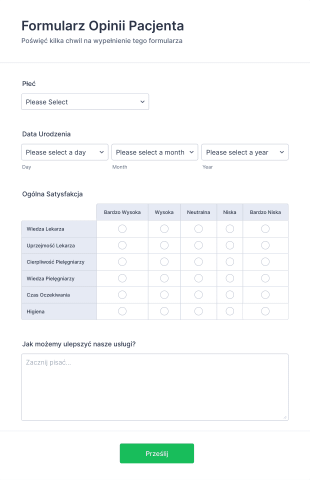 Formularz Opinii Pacjenta Form Template