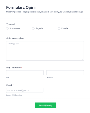 Formularz Opinii Form Template