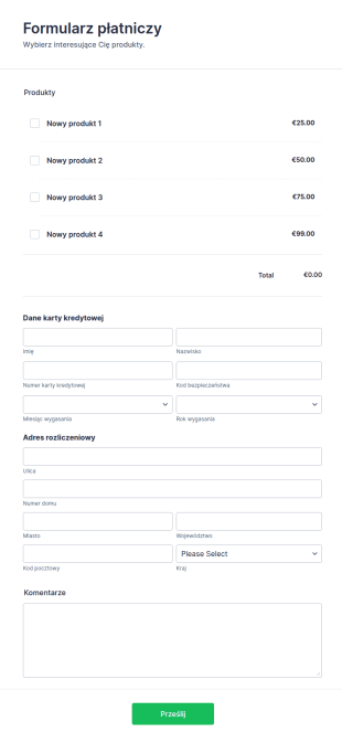 Formularz Płatniczy Authorize Net