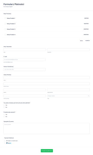 Formularz Płatności PayPal Form Template