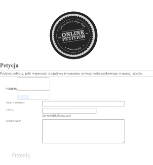 Formularz Petycji Online