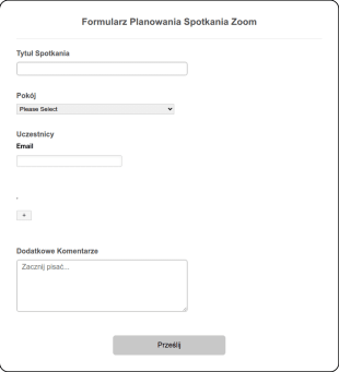 Formularz Planowania Spotkania Zoom