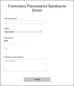 Formularz Planowania Spotkania Zoom Form Template