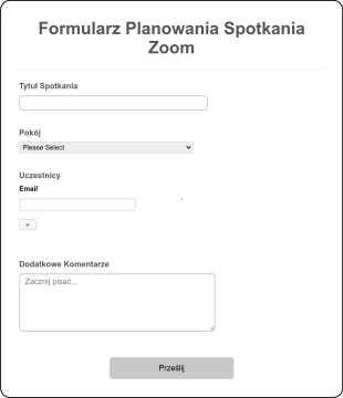 Formularz Planowania Spotkania Zoom