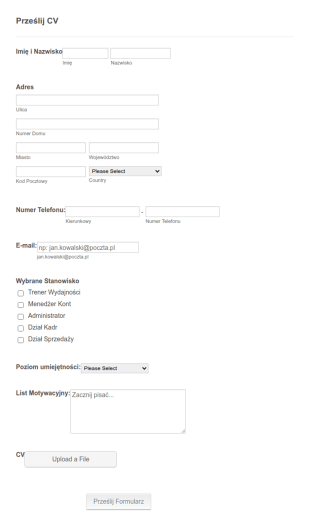 Formularz Poboru CV