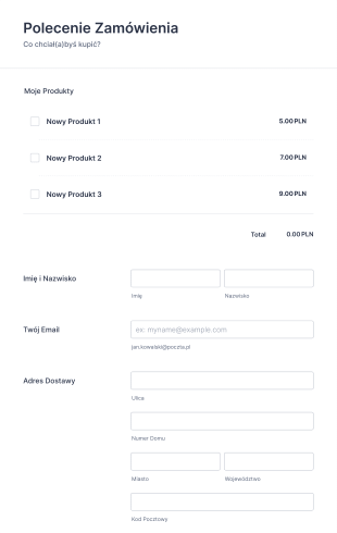 Formularz Polecenia Zamówienia Produktu Form Template