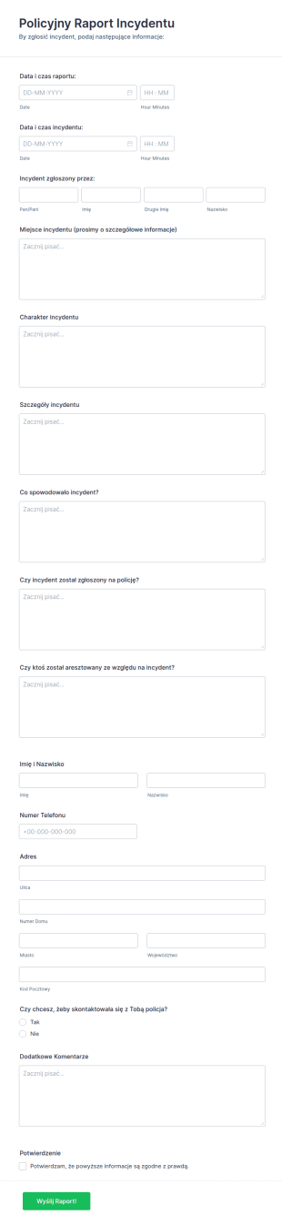 Formularz Policyjnego Raportu Incydentu