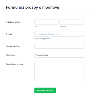 Formularz Prośby O Modlitwę