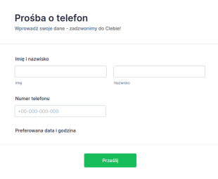 Formularz Prośby O Telefon