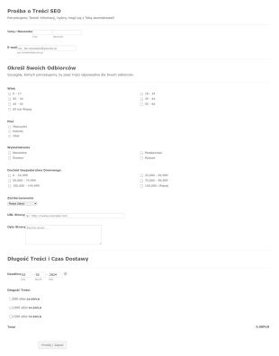 Formularz Prośby O Treści SEO Form Template