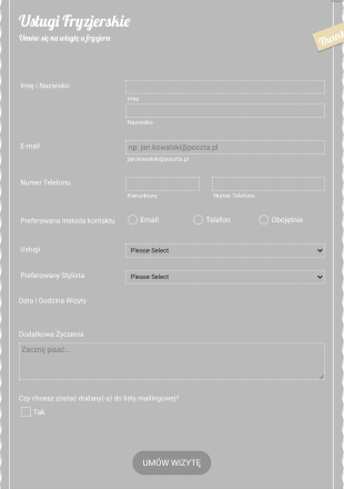 Formularz Prośby O Wizytę W Salonie Fryzjerskim Form Template
