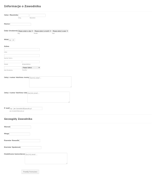 Formularz Profilu Zawodnika Form Template