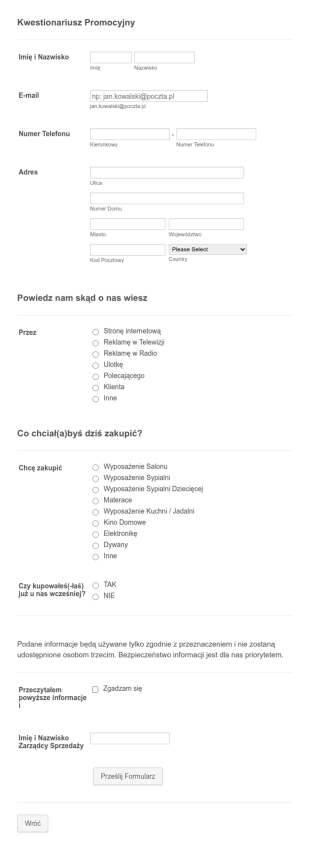 Formularz Promocji Firmy