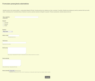 Formularz Przesyłania Abstraktów Form Template