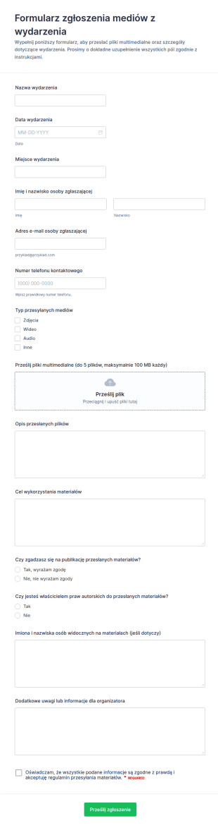 Formularz Przesyłania Materiałów Z Wydarzenia