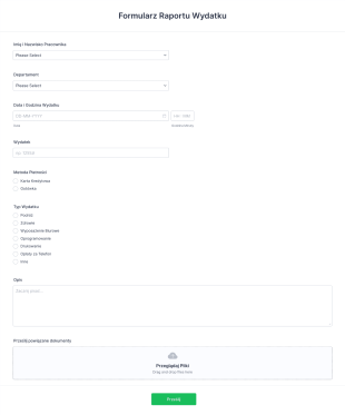 Formularz Raportu Wydatku Form Template