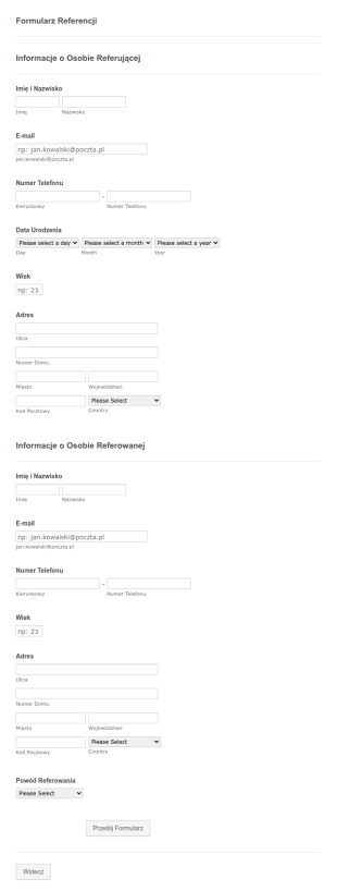 Formularz Referencji