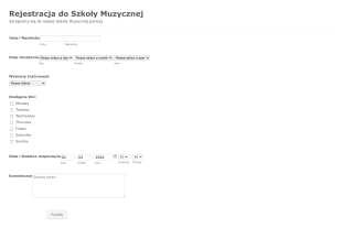Formularz Rejestracji Do Szkoły Muzycznej Form Template
