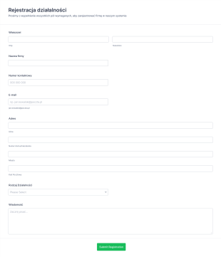 Formularz Rejestracji Działalności Form Template