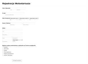 Formularz Rejestracji Kandydata Na Wolontariusza