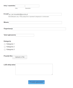 Formularz Rejestracji Na Konkurs