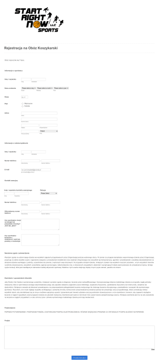 Formularz Rejestracji Na Obóz Koszykarski Form Template