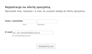 Formularz Rejestracji Na Ofertę Specjalną