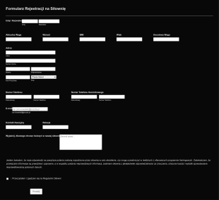 Formularz Rejestracji Na Siłownię Form Template