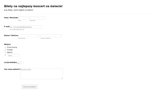 Formularz Rejestracji Po Bilet Na Koncert Form Template