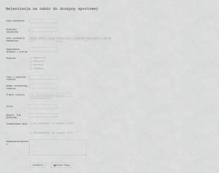 Formularz Rejestracji Sportowej Form Template