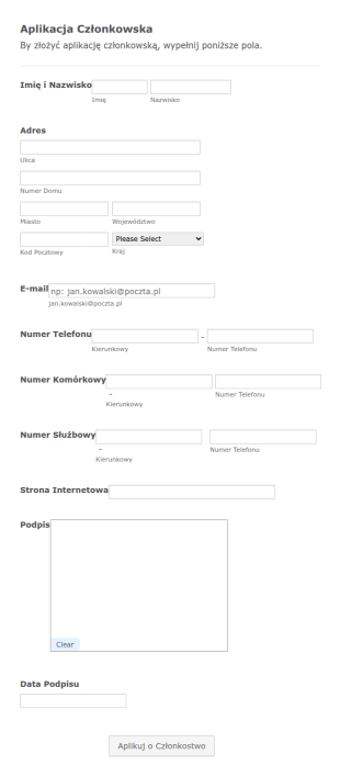 Formularz Rejestracji