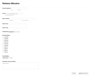 Formularz Reklamy Wizualnej Form Template