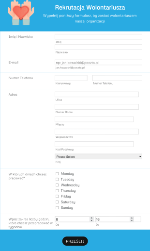 Formularz Rekrutacji Wolontariusza Form Template
