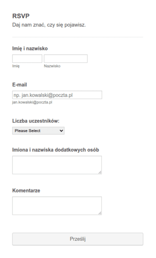 Formularz RSVP