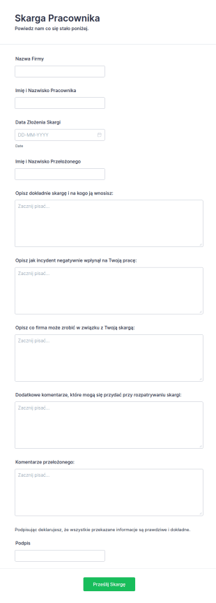 Formularz Skargi Pracownika