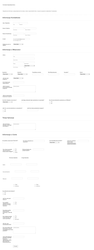 Formularz Sprzedaży Domu Form Template