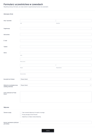 Formularz Uczestnictwa W Zawodach Form Template