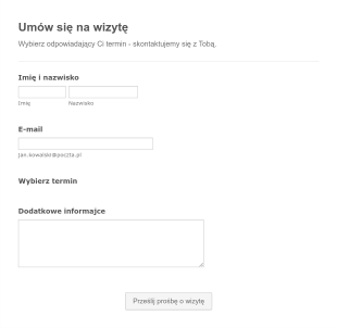 Formularz Umawiania Wizyt Form Template