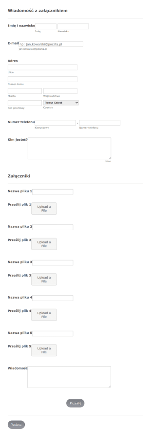 Formularz Wiadomości Z Załącznikiem