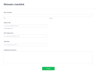 Formularz Wniosku O Backlink Form Template