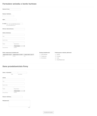 Formularz Wniosku O Konto Hurtowe Form Template
