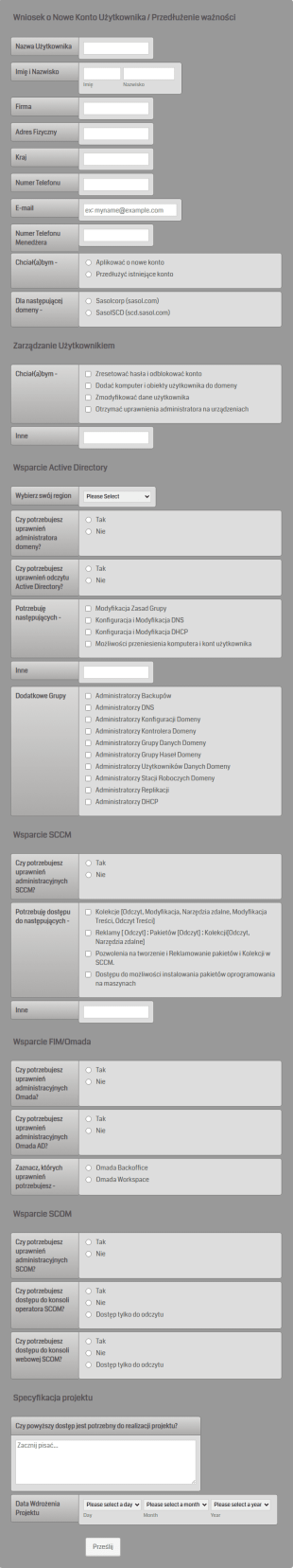 Formularz Wniosku O Nowe Konto
