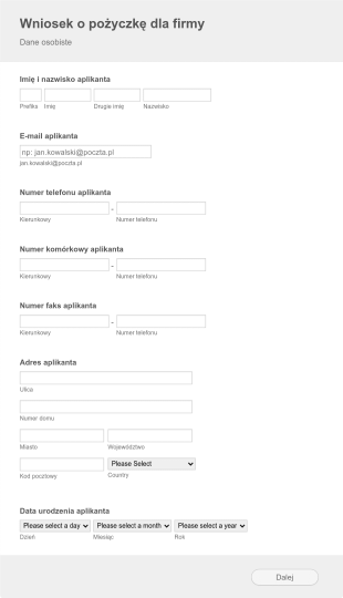 Formularz Wniosku O Pożyczkę Firmową Form Template