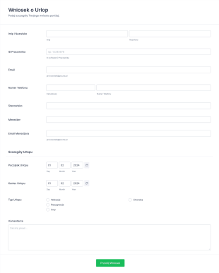 Formularz Wniosku O Urlop Form Template