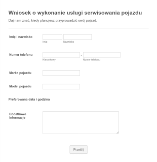 Formularz Wniosku O Usługi Serwisowe Form Template