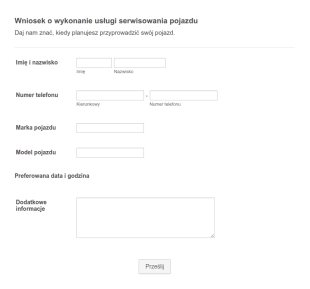 Formularz Wniosku O Usługi Serwisowe