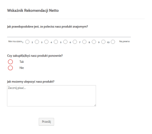 Formularz Wskaźnika Rekomendacji Netto