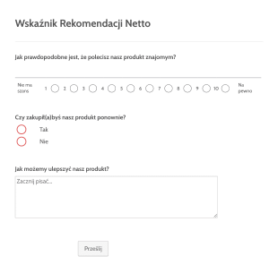 Formularz Wskaźnika Rekomendacji Netto Form Template