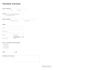 Formularz Wyceny Produktu Form Template
